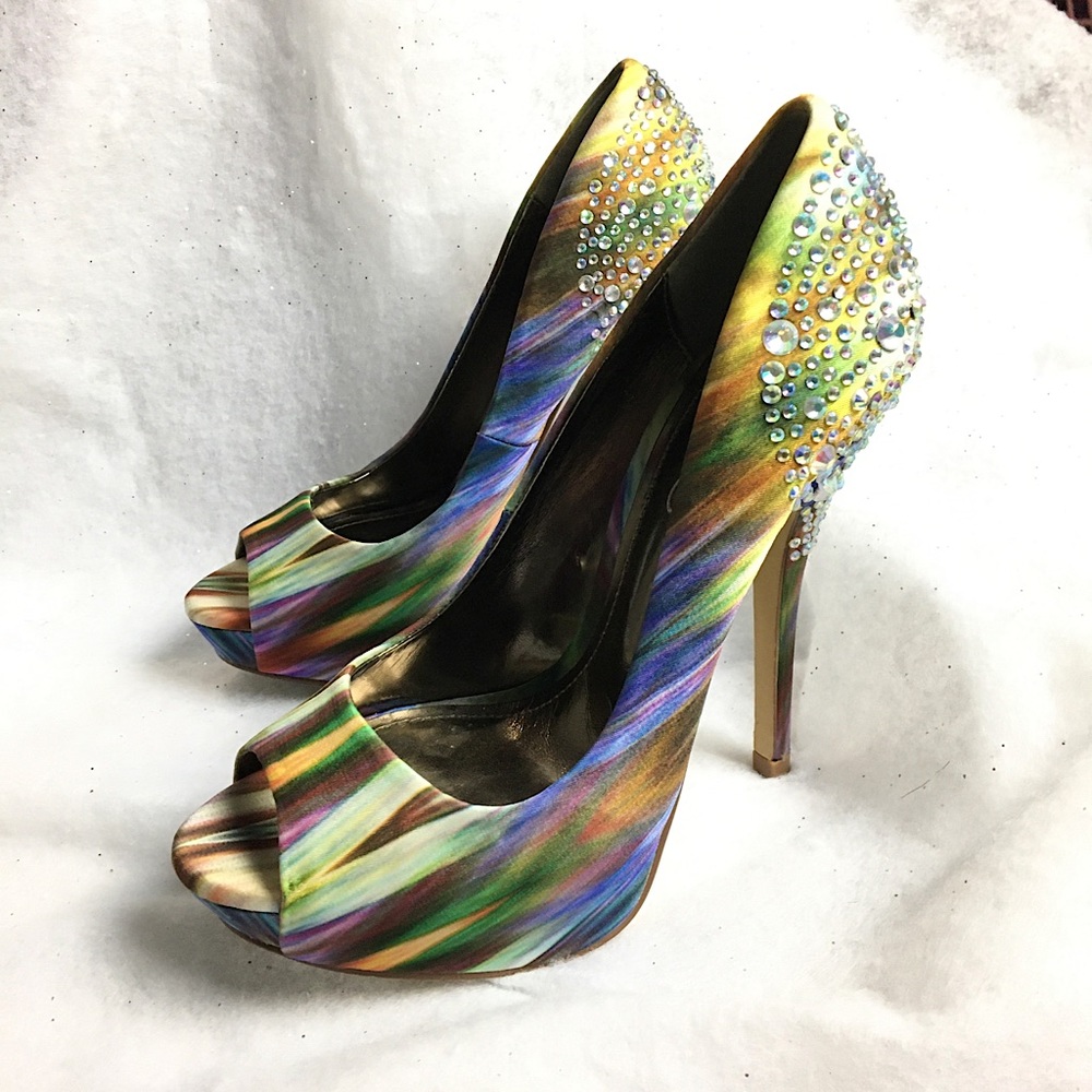 ALDO Rhinestone Open Toe Platform Stilettos ๐